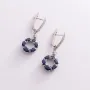 Серебряные серьги с синтетическими сапфирами и фианитами 2371/1р-NSPH Оникс