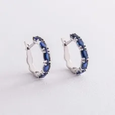Серебряные серьги с синтетическими сапфирами 2957/9р-NSPH Оникс