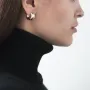 Серьги - кольца из желтого и белого золота с01275 Оникс