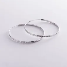 Сережки - каблучки в сріблі (5.9 см) 122952 Онікс