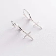 Серебряные серьги Крестики 122848 Оникс