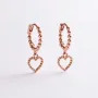 Серьги Сердечки в красном золоте с07571 Оникс