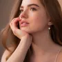 Серьги Клевер в белом золоте с06861 Оникс