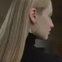 Сережки - каблучки Гармонія у білому золоті с06692 Онікс