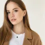 Серьги Клевер в белом золоте (оникс) с06902 Оникс