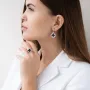 Серьги Клевер в белом золоте (эмаль) с07136 Оникс