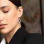 Серьги Клевер в белом золоте (эмаль) с07136 Оникс