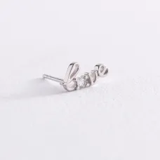 Золотая моносерьга Love с фианитом с07491 Оникс