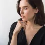Золотые серьги Клевер с ониксом с05818 Оникс