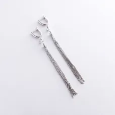 Серьги Игривость в белом золоте (фианиты) с06879 Оникс