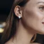 Серьги из желтого золота Клевер с перламутром с06362 Оникс