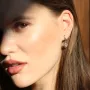 Золотые серьги Клевер с фианитом с04926 Оникс