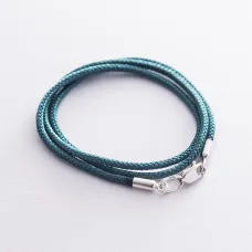 Шелковый шнурок с серебряной застежкой 18734 Оникс 55 Шелковый шнурок с серебряной застежкой 18734 Оникс 55