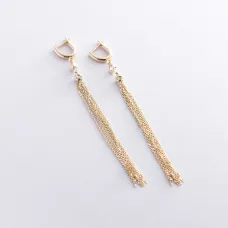 Серьги Игривость в желтом золоте (фианиты) с06877 Оникс