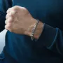 Чоловічий срібний браслет (Євро 1.0 см) ро21691 Онікс 21