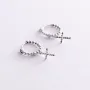Серьги Крестики в белом золоте с05939 Оникс