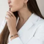 Золоті сережки-підвіски з фіанітами.