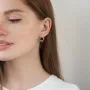 Серьги Клевер в белом золоте с06958 Оникс