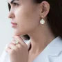 Сережки Конюшина в жовтому золоті (емаль) с07180 Онікс