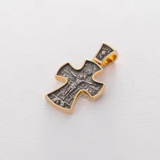 Срібний православний хрест із позолотою 132507 Онікс