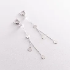 Серьги Монетки в белом золоте с07171 Оникс Серьги Монетки в белом золоте с07171 Оникс