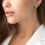 Серьги - кольца в белом золоте с07050 Оникс