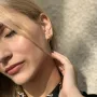 Серьги-кольца в красном золоте с06458 Оникс