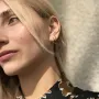 Серьги-кольца в красном золоте с06458 Оникс