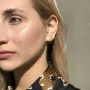 Серьги-кольца в красном золоте с06458 Оникс