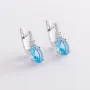 Серебряные серьги (фианиты, кварц) 2910/9р-QSWB Оникс
