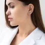 Серьги - клаймберы Сердечки в белом золоте с07123 Оникс