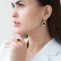 Серьги Клевер в желтом золоте (эмаль) с07179 Оникс