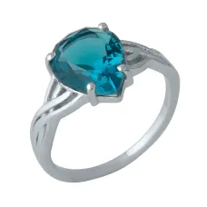 Срібна каблучка SilverBreeze з натуральним топазом Лондон Блю 2.863ct (1988480) 17.5