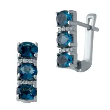 Серебряные серьги SilverBreeze с натуральным топазом Лондон Блю 1.805ct (2024408)
