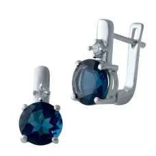 Серебряные серьги SilverBreeze с натуральным топазом Лондон Блю 3.21ct (2024682)