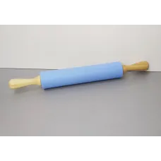 Силиконовая скалка 43 х 5.5 см c деревянными ручками Голубая Stenson 2993