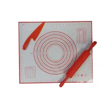 Силиконовый коврик для раскатки теста и выпечки Ytech 60 х 50 см + нож, скалка 2191