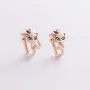 Дитячі золоті сережки Кошенята (зелені фіаніти) с07548 Онікс