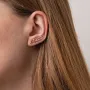 Серьги - клаймберы Сердечки в красном золоте с07105 Оникс