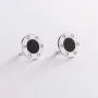 Сережки Love в білому золоті (емаль) с06795 Онікс