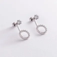 Серебряные серьги - джекеты Круговорот с фианитами 2674/9р-CZ Оникс