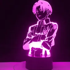 Настільний світильник-нічник Леві Аккерман Атака на Титанів настільна 3D Лампа 16 Квітів USB - Attack on Titan (12506)