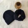 Комплект шапка с хомутом Luxyart унисекс размер подростковый темно-синий (OL-003)