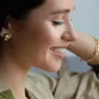 Серьги - кольца в желтом золоте с07582 Оникс