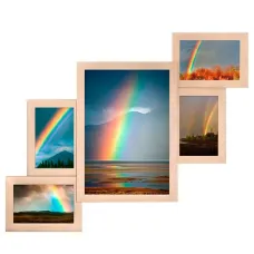 Настенная фоторамка Лесенка Бежевая 62*50 см на 5 фото Sabefet T-FX30204