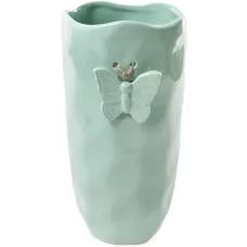 Ваза настільна Flowers Garden Метелик 26 см, м'ята кераміка аквамарин Bona DP41762 Ваза настільна Flowers Garden Метелик 26 см, м'ята кераміка аквамарин Bona DP41762