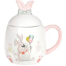 Чашка ceramic с крышкой Bona Веселый кролик 450 мл DP39622 Чашка ceramic с крышкой Bona Веселый кролик 450 мл DP39622