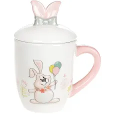 Чашка ceramic с крышкой Bona Веселый кролик 360 мл DP39630 Чашка ceramic с крышкой Bona Веселый кролик 360 мл DP39630