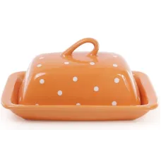 Масленка ceramic Белый горошек 21х12х16.5 см оранжевая Bona DP41342