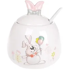 Сахарница ceramic Веселый кролик с шариками с керамической ложкой Bona DP41414